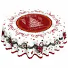 Mantel redondo navideño más vendido de Temu transfronterizo con estampados de alta definición de Papá Noel y muñecos de nieve, decoración festiva de mesa, en stock