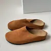 Zapatos Birkenstock estilo mujer de cuero súper suave, nuevo modelo 2026, sandalias tipo mula deslizables casuales de punta cerrada de cuero genuino antideslizantes