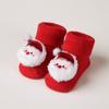 Calcetines de felpa para bebé recién nacido, otoño e invierno, gruesos, antideslizantes, para Navidad, calcetines rojos de dibujos animados para bebé y niño pequeño.