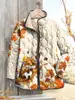 2025 Site Independente Transfronteiriço TEMU Moda Feminina Jaqueta Acolchoada de Algodão Estampa Digital Floral Jaqueta de Algodão Feminina F249