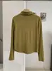 KEKEZOON camiseta interior de cachemira con proteína, cuello alto pequeño, color liso, hombro derecho, corte ajustado, manga larga 9160