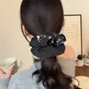 Scrunchie Retro Floral Pequeño Suave para Cola de Caballo Doble Color Banda Elástica para el Cabello para Mujeres Estilo Otoño e Invierno de Gama Alta
