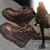 Botas Martin estilo retrô britânico de sola grossa para comércio exterior transfronteiriço, botins femininos, outono e inverno, com adição de lã, botas que aumentam a altura para mulheres baixinhas