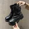 Botines gruesos para mujer 2026 nuevo otoño e invierno Maillard retro botas de pierna de pantalón negras, botas Martin de moda estilo británico