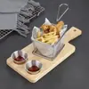 Novo Rack de Madeira para Batatas Fritas, Recipiente Criativo Estilo Americano para Frango Frito, Conjunto de Pratos Estilo Ocidental em Madeira de Acácia