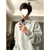 Camisa de manga larga con media cremallera para hombre, colección de otoño, color liso, versátil, corte holgado, marca de moda, con cuello alto, estilo casual, sudadera para hombre