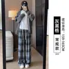 Pantalones a Cuadros Marrón Maillard para Mujer, Nuevo Estilo Otoño 2026, Tendencia Popular Este Año, Pantalones Rectos de Pierna Ancha Petite