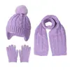 Conjunto de Chapéu, Cachecol e Luvas Europeu e Americano para Crianças, Novo Estilo Outono e Inverno, Chapéu de Bebê com Pom Pom Único