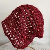 Gorro de Pompón con Lentejuelas Tejido a Mano Estilo Celebridad de Internet Gorro de Punto de Color Sólido Retro Gorro de Punto Retro Delgado