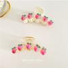 Pinza transparente rosa melocotón grande para niña dulce para la parte trasera pinza de tiburón estilo japonés y coreano horquilla pinza para el pelo accesorios para el cabello