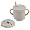 Taza para snacks para niños de silicona de grado alimenticio resistente a caídas portátil con asa binaural taza para beber de silicona para bebés