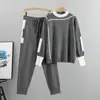 Moda Plus Size Estilo Coreano Transfronteiriça da Amazon Conjunto Elegante de Malha Casual Duas Peças para Mulheres, Novidade Outono e Inverno 2026