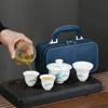Porcelana Blanca Jade Graso Tazón con Tapa Set de Té de Viaje al Aire Libre para Coche Pequeño Portátil Set Taza Rápida Souvenir Regalo de Negocios