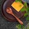 Cuchara de madera japonesa boca redonda cuchara para bebé 13*3cm cuchara para condimentos cuchara para postre cuchara para mezclar café