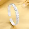 Pulseira de Prata Esterlina Lótus Prata Pura 9999 Método Antigo Costas de Lóach Aberta Pulseira Sólida Presente de Aniversário para Namorada e Mãe