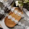 Encaje de encaje con cuentas bordado de flor blanca fresca de cinco pétalos de 3-4 cm de ancho ribete de malla de encaje DIY para ropa infantil