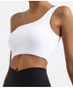 Chaleco de yoga transfronterizo de comercio exterior europeo y americano con hombros irregulares, espalda con cordones y sensación de piel con almohadilla para el pecho, top deportivo de fitness