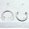 Anillo de Herradura con Estrella de Cinco Puntas Grabado Lateral de Aleación de Titanio F-136 Accesorios para Uñas de Labio, Uña de Hueso de Oreja G23 Titanio Joyería Grabada
