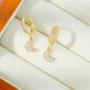 Pendientes de luna con hebilla de oreja en forma de media luna con incrustaciones de diamantes de Europa y América transfronterizos, pendientes de moda de lujo ligeros para mujer, pendientes que combinan con todo, al por mayor