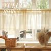 Cortina Curta de Renda Pastoral Francesa com Velcro Cortina Curta Cortina de Gaze Cortina Curta Estilo Americano Vintage para Porta de Cozinha Sem Furos