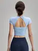 Conjunto de Yoga para Mujer para Verano, Correr al Aire Libre, Entrenamiento con Almohadillas en el Pecho, Espalda Bonita, Secado Rápido, Manga Corta, Ropa Deportiva de Pilates y Fitness