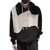 Tendencia Nacional Retro Americano Único Chic Sudadera de Retazos para Hombre Primavera y Otoño Chic Estilo Hong Kong Chaqueta con Capucha