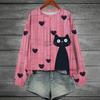 25 anos primavera transfronteiriça nova camisa dia dos namorados estampa romântica gola redonda suéter blusa top camisa manga longa vestuário feminino d