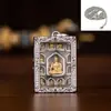 Colgante del Buda de la Medicina Plateado Colgante Original de los Doce Votos del Buda de la Medicina Pequeño Santuario Budista Joyería del Tíbet para Hombres y Mujeres