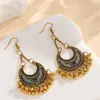 Pendientes Colgantes Redondos de Estilo Étnico Vintage con Borlas de Goteo de Aceite, Sensación de Lujo Ligero de Gama Alta, Accesorios de Oreja de Nicho Versátiles de Moda