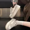 Zapatos de Lona con Cordones y Suela Gruesa de Cuero Genuino para Mujer Zapatos Blancos 2026 Otoño/Invierno Nuevos Zapatos Versátiles para Mujer Zapatos Deportivos Casuales