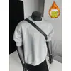 Moletom de Algodão Masculino para Inverno Tendência Casual Manga Longa Roupa Versátil Jaqueta de Caimento Solto Moda Masculina