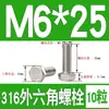 Tornillo Hexagonal Exterior de Acero Inoxidable 316 Perno Hexagonal Exterior M3M4M5M6M8M10M12M14M16M18M20M24
