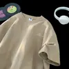 Camiseta de Manga Corta Americana para Hombre Verano 2024 Estilo Cityboy Japonés Adolescentes Simple Moderna Holgada Cuello Redondo Media Manga