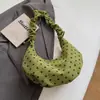 Bolsa Transversal Estilo Coreano 2026 Verão Estilo Coreano Bolinhas Plissada Renda Cordão Grande Capacidade para o Dia a Dia Bolsa Bolinho para Mulheres