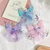 Pasador de Princesa Elsa de Frozen Lindo Adorno para el Cabello de Niña con Alas de Lentejuelas Malla Vestido de Princesa Accesorios para el Cabello