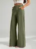 Calça de alfaiataria de cintura alta para primavera-verão, de comércio exterior transfronteiriço europeu e americano para TikTok, calça reta cropped elegante de cor sólida com botões para mulheres