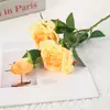 3 Rosas Artificiales con Bordes Quemados, Flores Falsas de Seda, Ramo de Boda, Flores para Decoración de Pasillo, Flores Artificiales para Fondo