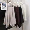 Falda Irregular Plisada con Cinturón para Mujer Feiyuan, Nueva Moda de Principios de Otoño Versátil de Color Sólido Falda-Blazer de Longitud Media