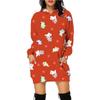 Vestido suéter de punto largo con capucha y bolsillos estampado de Halloween para mujer, comercio exterior 2024 Amazon transfronterizo europeo y americano