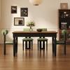 Mesa de comedor antigua de madera maciza, rectangular, estilo francés retro, de fresno, para el hogar, pequeña mesa de comedor americana, combinación de sillas de comedor