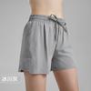Shorts Deportivos Falsos de Dos Piezas para Mujer Verano Frescos de Secado Rápido Transpirables con Cordón Pantalones de Fitness Tejidos Antiluz Pantalones de Yoga de Tres Partes