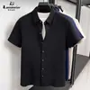 Camisa Masculina Laisibote de Nylon com Manga Curta para Primavera/Verão, Respirável e Confortável, Cor Sólida Versátil Casual