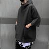 Camiseta de Manga Corta Holgada Estilo Retro Coreano Estilo Hong Kong para Hombre Verano con Capucha Manga Media Moda Estilo Coreano Sudadera de Manga Media