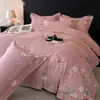 Juego de ropa de cama de cuatro piezas 100% algodón de fibra larga clase A, juego de cuatro piezas 100% algodón, funda de edredón, sábana plana, sábana bajera, artículos de dormitorio