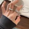 Anillo Retro Vintage Exagerado con Letra Estilo Coreano para Mujer, Moda Hip-Hop Personalizado Anillo Abierto Chapado en Plata 925 Ins