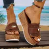 Estación Independiente de Amazon AliExpress 2023 Verano Nuevos Zapatos de Mujer Transfronterizos Europeos y Americanos Comercio Exterior Zapatos de Mujer Tacón de Cuña Suela Gruesa Chanclas Mujer