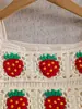 Conjunto de Crochet con Tirantes Bordado de Fresas para Niñas, Nuevo Estilo de Verano, Pantalones de Pierna Ancha con Textura Plisada Anti-Mosquitos para Niños, Conjunto de Dos Piezas
