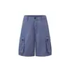 11Kn Ropa de Trabajo Retro Americana Azul Pantalones Cargo de Siete Puntos Unisex Corte Holgado Algodón Puro Multibolsillo Casual Vintage