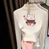 Camiseta de Manga Larga de Terciopelo Alemán para Niñas Otoño e Invierno Ropa Interior para Bebé Cuello Semi Alto Capa Base 2026 Top Cálido con Volantes