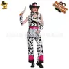 Disfraz de Halloween para Mujer COS Disfraz de Fantasía Adulto Tema Vaquero Vestido de Vestir Jeans Occidentales Chaleco de Vaquero